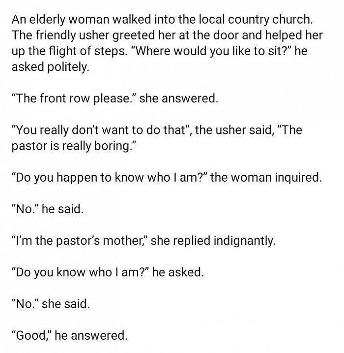 The pastor's mother