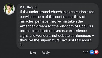 persecution, underground church, American dream, kingdom of God, signs and wonders, debate, conferences, supernatural